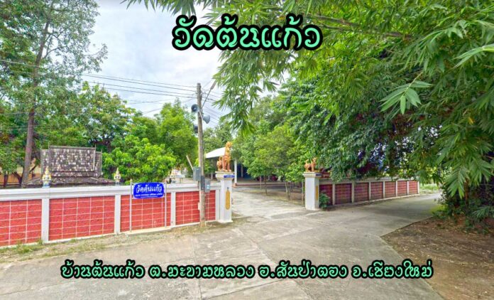 วัดต้นแก้ว ตั้งอยู่เลขที่ 153 บ้านต้นแก้ว ถนนมะขามหลวง-แม่ก๊า หมู่ที่ 6 ตำบลมะขามหลวง อำเภอสันป่าตอง จังหวัดเชียงใหม่ สังกัดคณะสงฆ์มหานิกาย