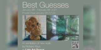 “Best Guesses” Exhibition 23 January 2021 "Best Guesses" Exhibition นิทรรศการของคุณ Richard Keys เปิดแสดงที่ LIDO ART SPACE ตั้งแต่วันที่ 6 มกราคม- 5 กุมภาพันธ์ 2564 โดย Gallery & Cafe’ จะเปิดในเวลา 09.00-18.00 น. เปิดบริการทุกวัน