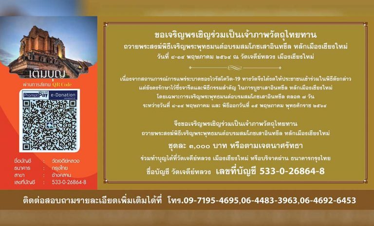 ประเพณีใส่ขันดอกบูชาเสาอิทขิล ประจำปี ๒๕๖๔ ซึ่งปีนี้ตรงกับวันที่ ๘ พฤษภาคม ถึงวันที่ ๑๔ พฤษภาคม ๒๕๖๔ และพิธีออกอินทขิล วันที่ ๑๕ พฤษภาคม ๒๕๖๔