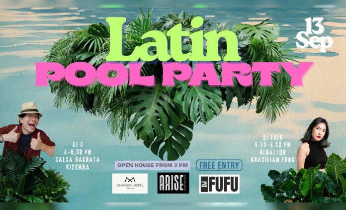 Latin-pool-party-13-Sep-2025 Latin pool party on 13 September 2025 Start 2PM-7PM. at ARISE Rooftop Bar