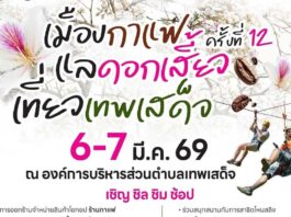 เมืองกาแฟ แลดอกเสี้ยว เที่ยวเทพเสด็จ ครั้งที่ 12 เมืองกาแฟ แลดอกเสี้ยว เที่ยวเทพเสด็จ ครั้งที่ 12 วันที่ 6-7 มีนาคม 2569 ณ องค์การบริหารส่วนตำบลเทพเสด็จ