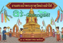 งานสรงน้ำพระบรมธาตุเจดีย์สามัคคีศรัทธาธรรม วัดม่วงม้าใต้ งานสรงน้ำพระธาตุวัดม่วงม้าใต้ ต.ร้องวัวแดง อ.สันกำแพง วันที่ 3-4 พฤษภาคม 2569 ณ วัดม่วงม้าใต้ ต.ร้องวัวแดง อ.สันกำแพง จ.เชียงใหม่